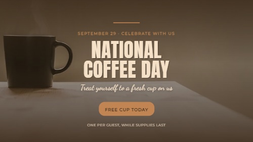 National Coffee Day digital signage template using Menus