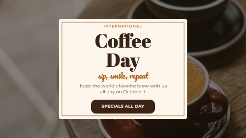 National Coffee Day - Sept 29 digital signage template using Menus