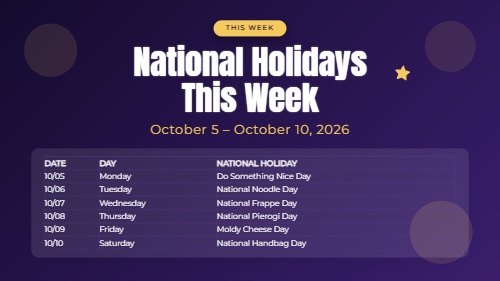 National Days this week digital signage template using News